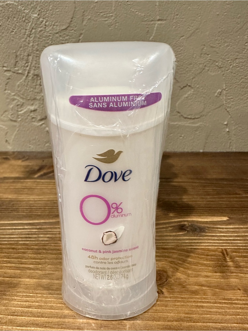 Dove 0% Aluminum Coconut & Pink Jasmine Scent White Stick Deodorant (6 pack)